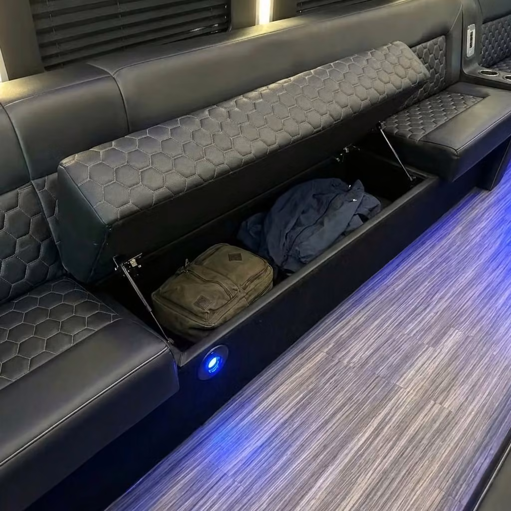 davenport party bus under seat storage