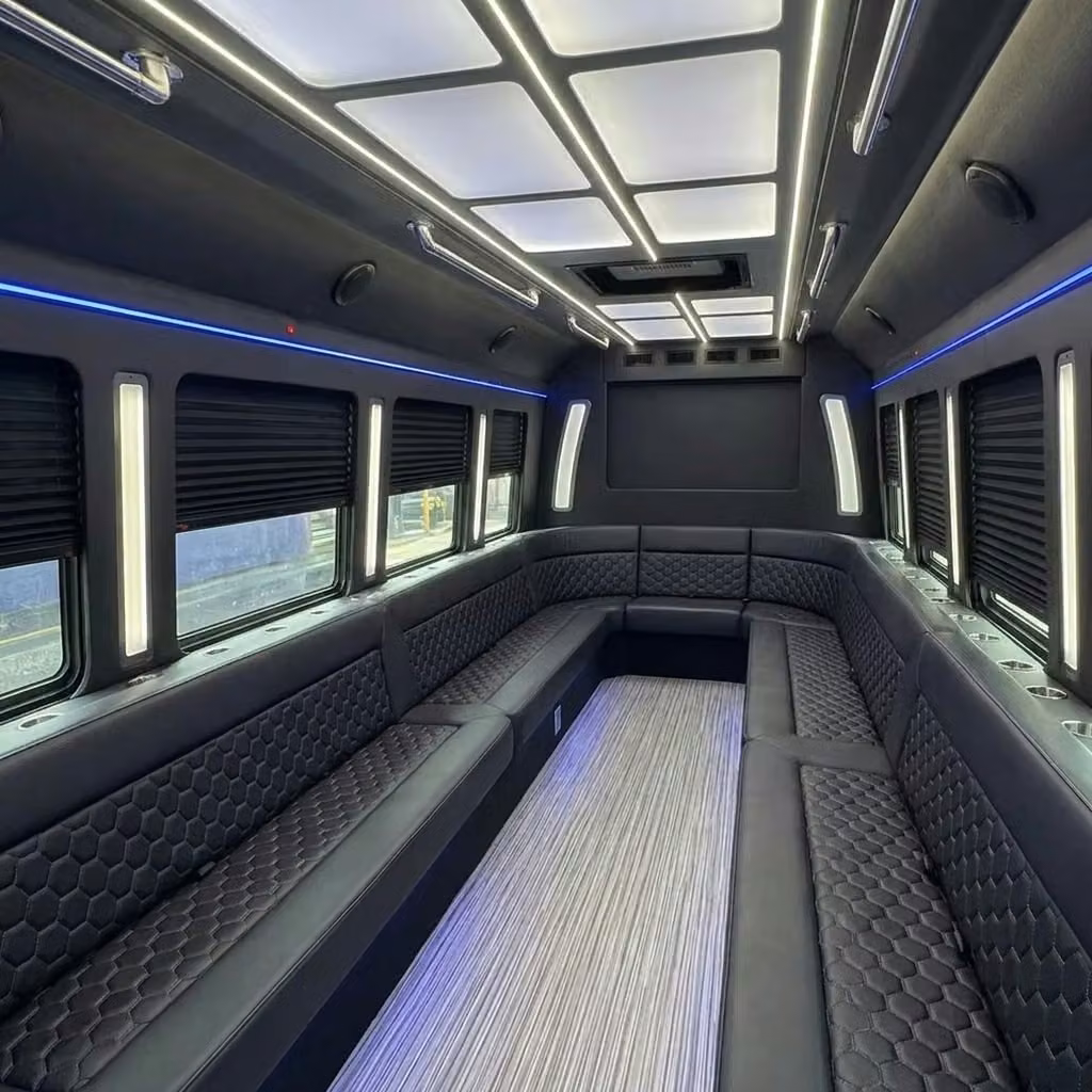 davenport party bus wraparound seating