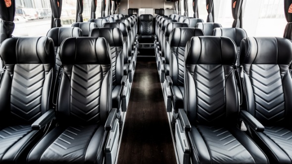 50 passenger charter bus inside cedar rapids