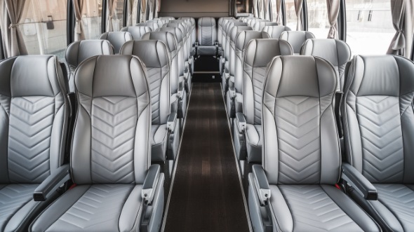 56 passenger charter bus interior view